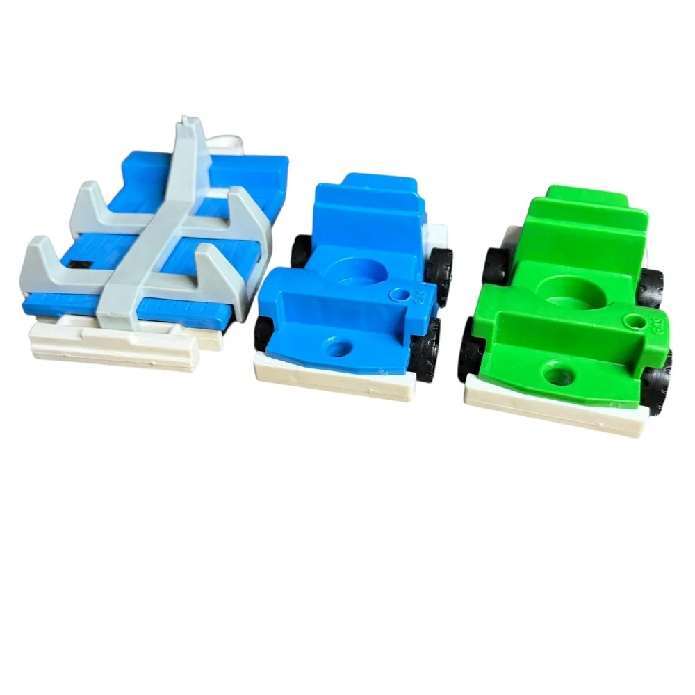 Vintage Fisher Price Little People 2 Semi Truck Rigs + Trailer & Figure Blue